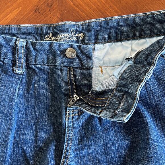 American Rag Blue Denim Pleated Jeans Shorts Juniors Size 7 Trouser Short - Picture 3 of 10